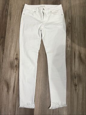 Joe's Jeans White Denim Button-Fly Skinny high rise frayed ankle Jeans sz 28